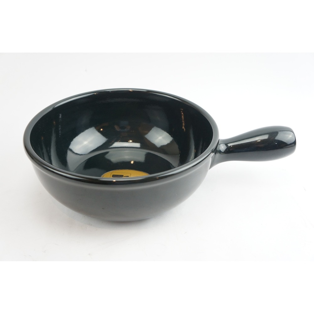 Rossler Fondue Pot Swiss Made Black Ceramic Side Handle‎ Good Condition